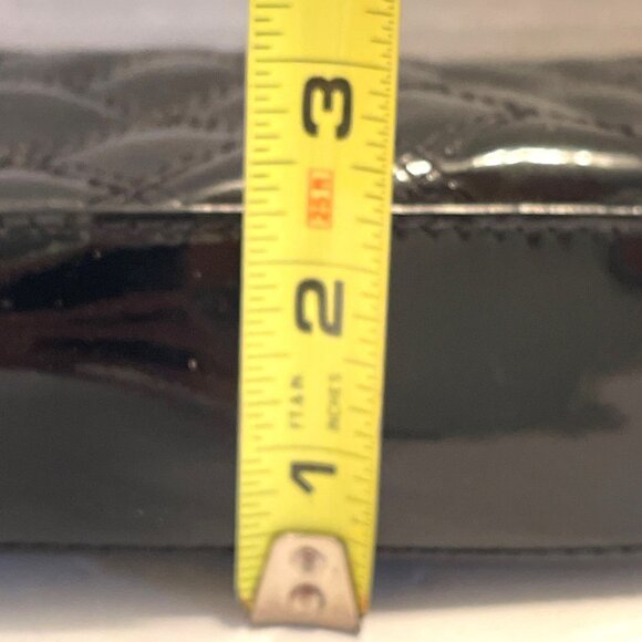Anne Klein Patent Leather Wristlet Clutch Purse Lined Zippered Black Quilted Bag - Picture 9 of 12